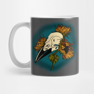 Sunflowers and crow skull Mug